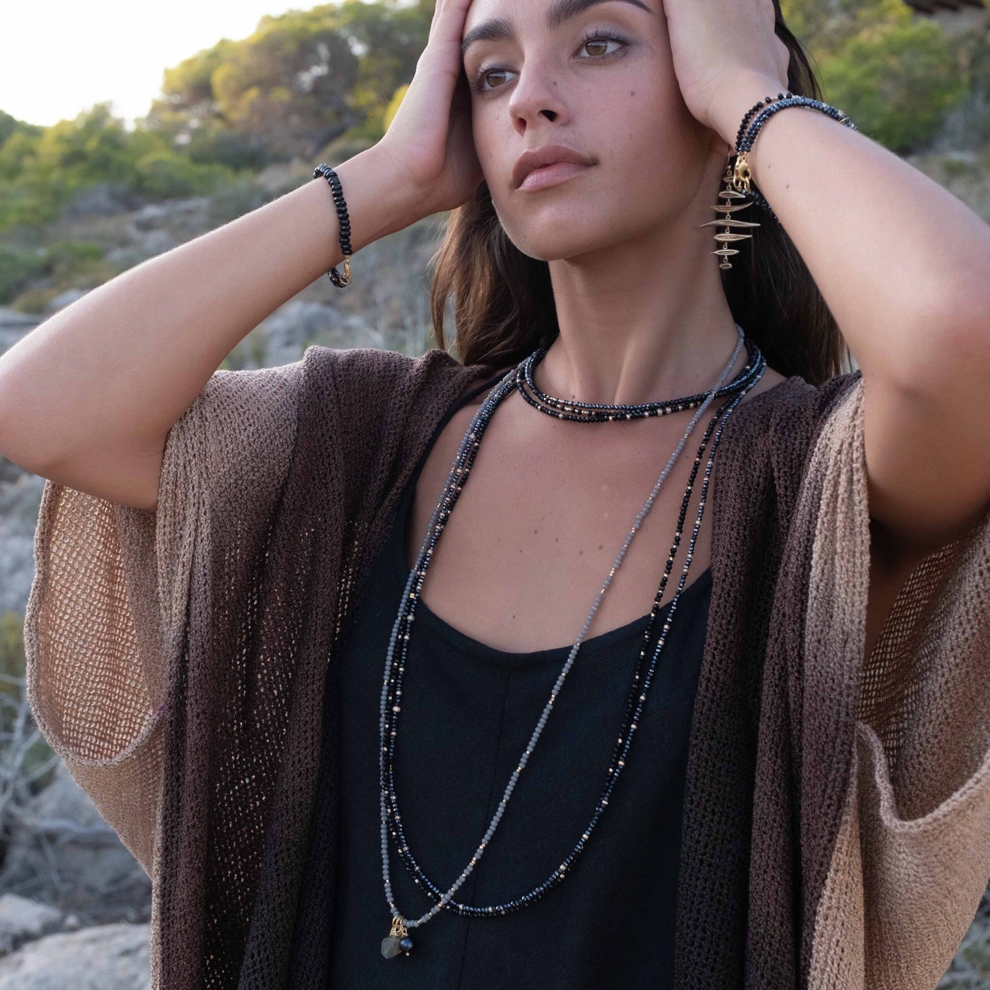 BLACK TWINS LONG NECKLACES